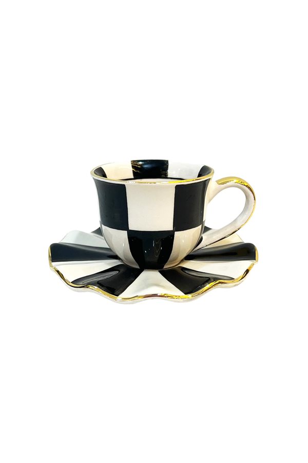 Checkered Black Set of 6 Cups