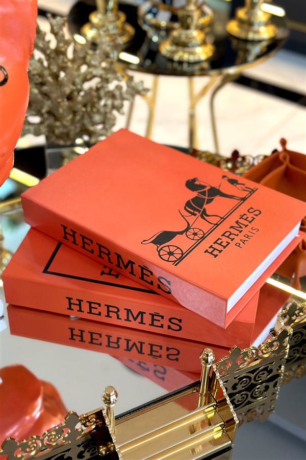Dekoratif Kitap Kutu - Hermes Turuncu No 1