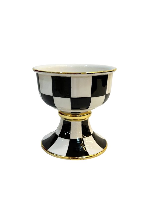 Checkered Black 13cm Bowl and Snack Bowl