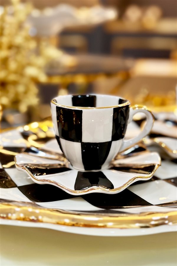 Checkered Black Single Cup Set