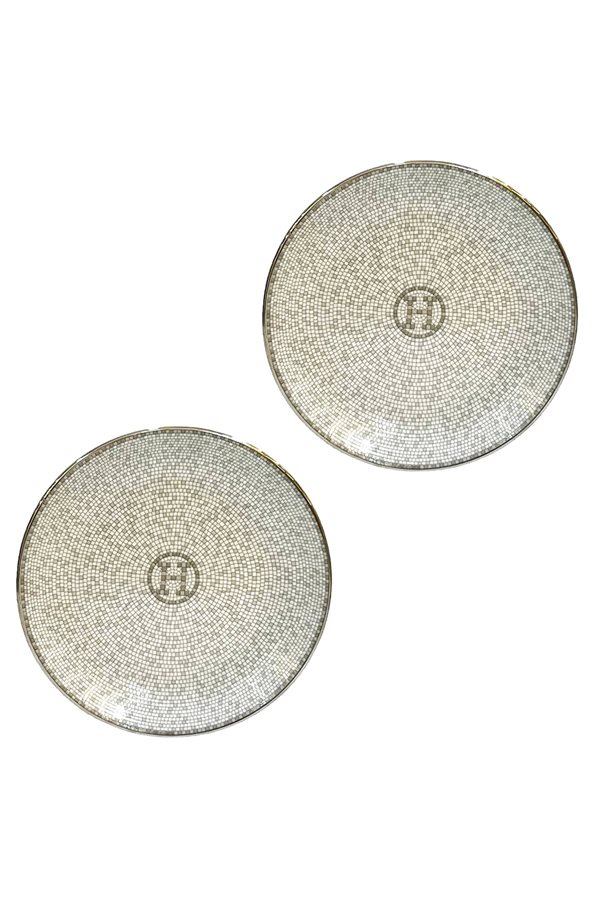 Mosaic Pattern Gray 2 Pieces Cake Plate