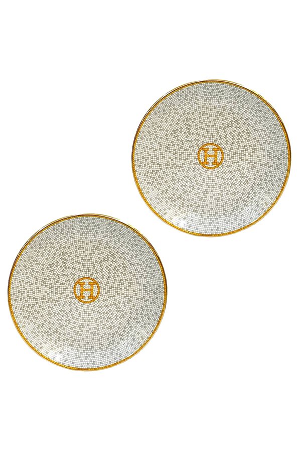 Mosaic Pattern Orange 2 Pieces Cake Plate