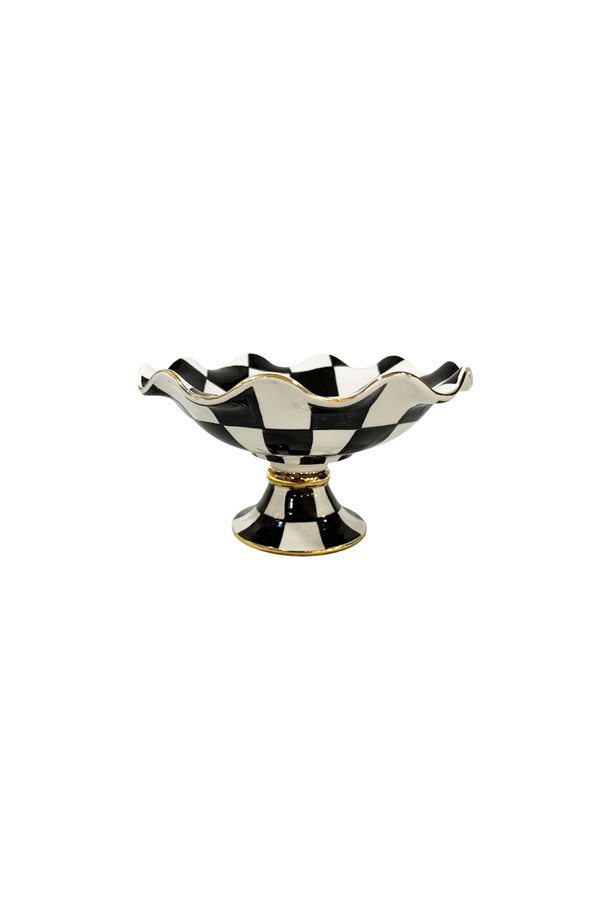 Checkered Black 18cm Bowl and Snack Bowl