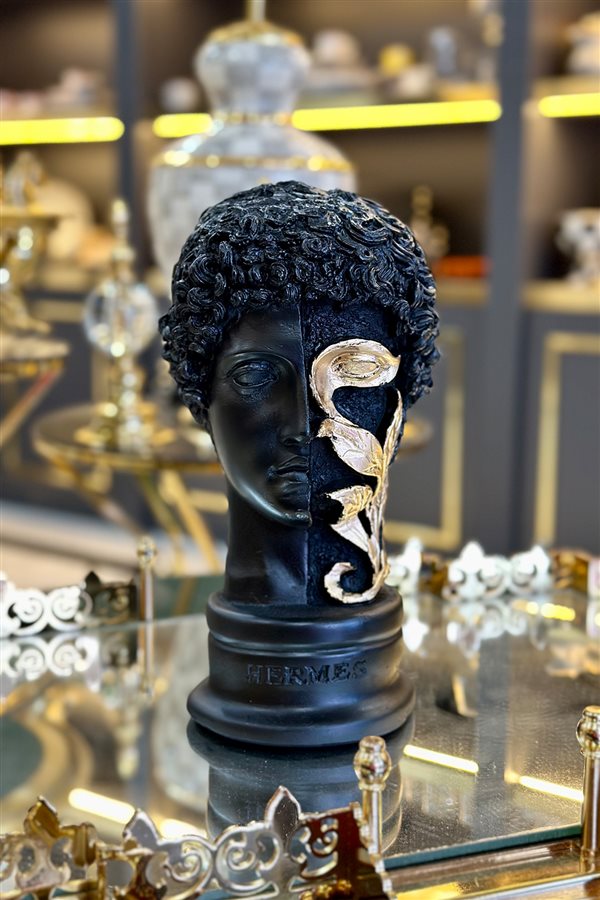 Floral Patterned Black Hermes Bust