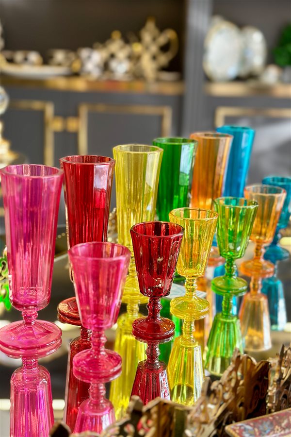 Colorful Flute Set of 6 Coffee Glasses