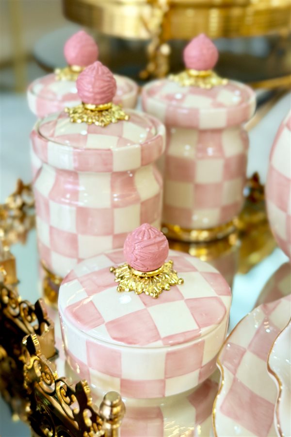 Checkered Pink 20cm Ceramic Jar