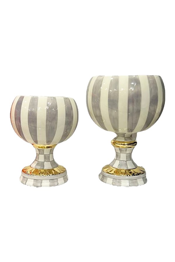 Checkered Gri 2-Piece Ball Goblet Vase