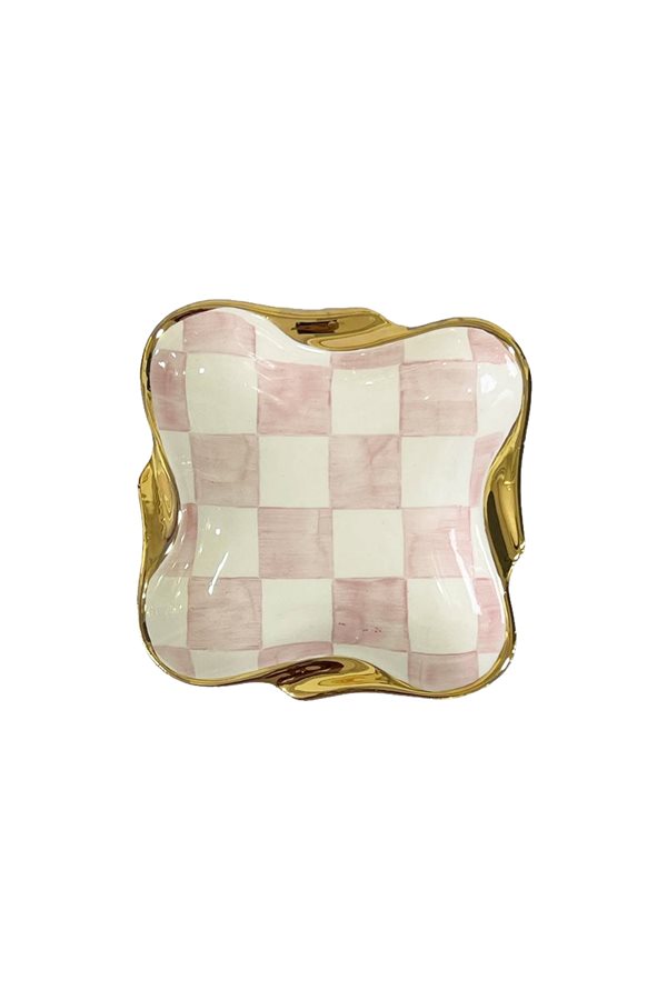 Checkered Pink Breakfast and Snack Plate