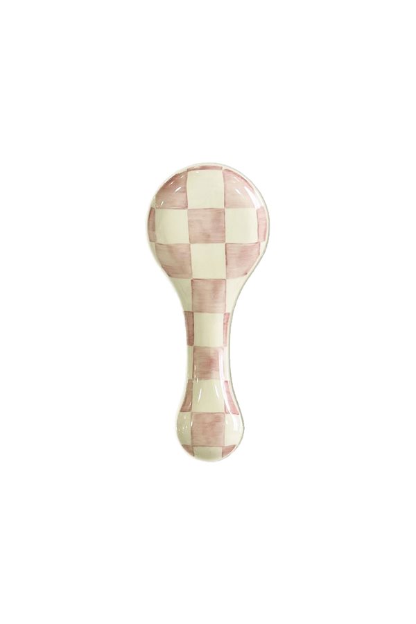 Checkered Pink 25cm Spoon Holder