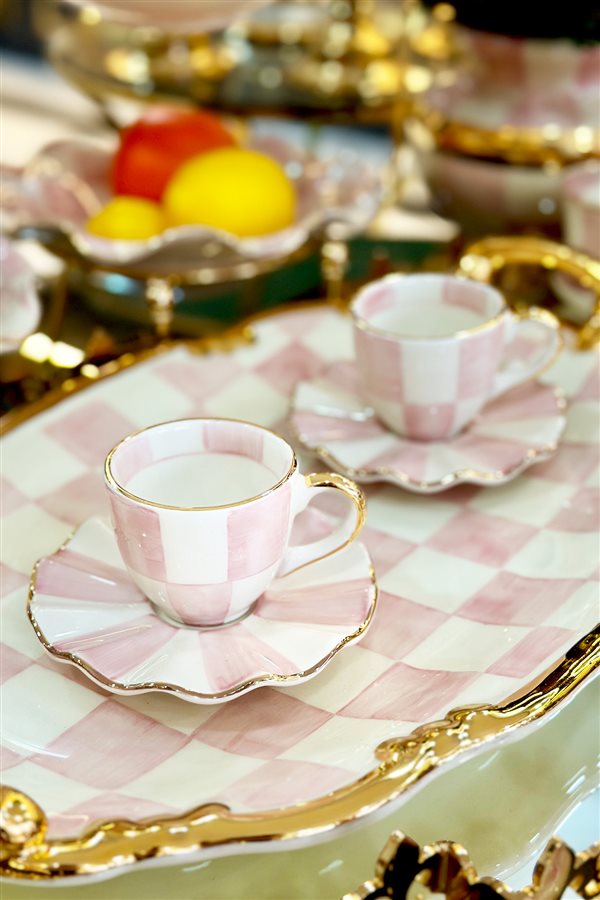 Checkered Pink Single Cup Set