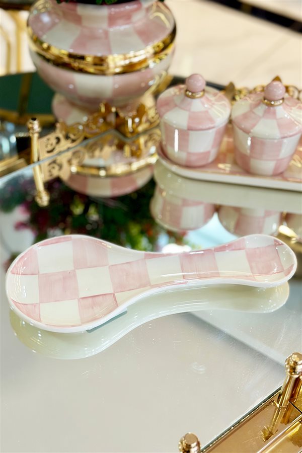 Checkered Pink 25cm Spoon Holder
