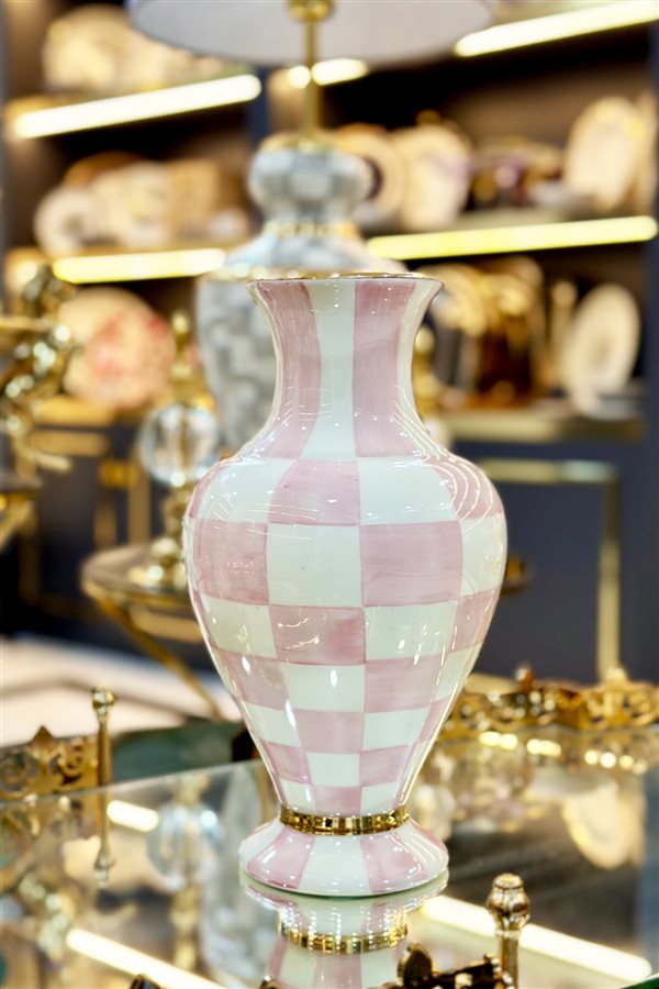 Checkered Pink 28cm Classic Vase