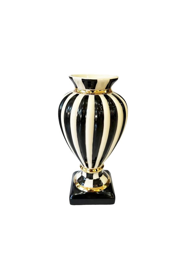 Damalı Siyah 35cm Dilim Vazo
