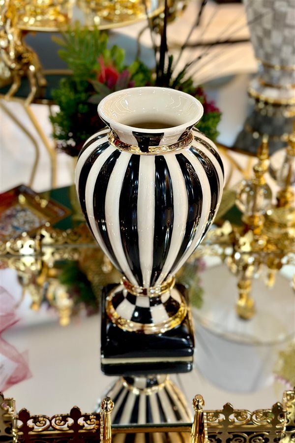 Checkered Black 35cm Slice Vase