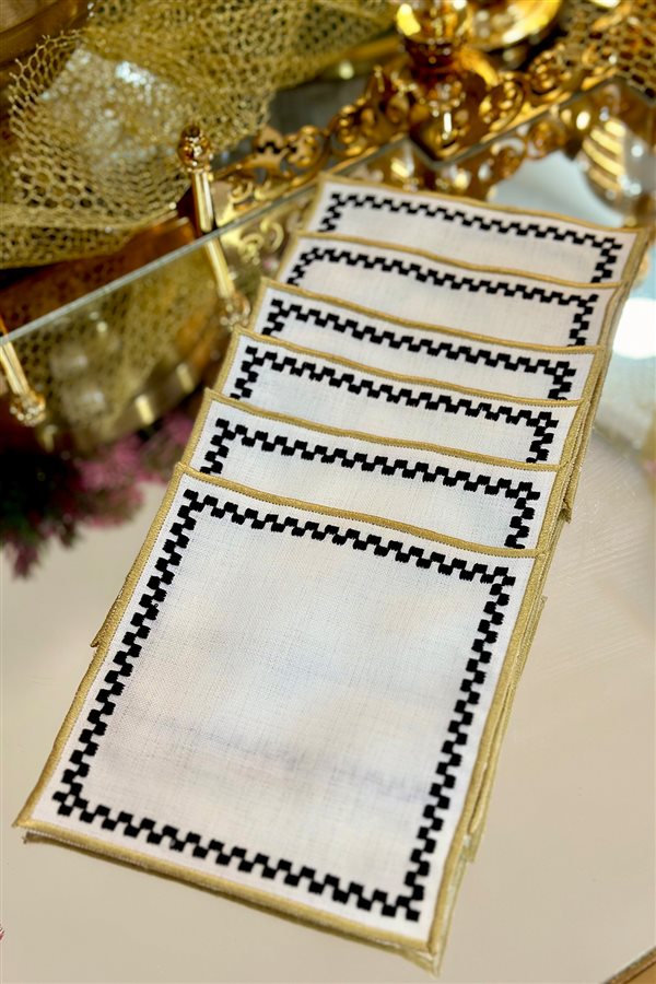 Checkered Black Zigzag Cocktail Napkin 2 Pieces