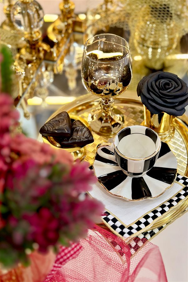 Checkered Black Square Cocktail Napkin 4 Pieces