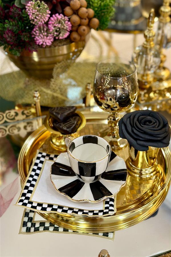 Checkered Black Square Cocktail Napkin 4 Pieces