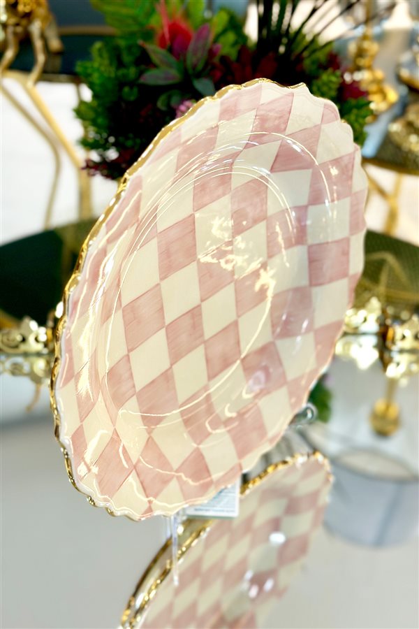 Checkered Pink 31cm Lenger Plate