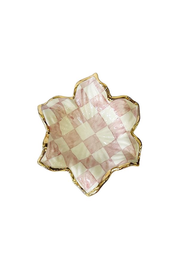 Checkered Pink 30cm Leaf Plate
