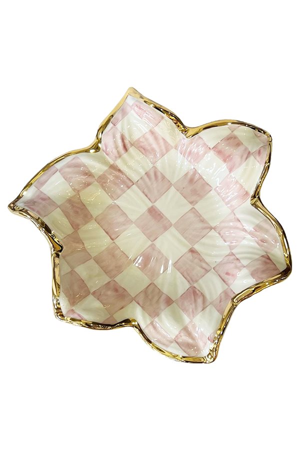 Checkered Pink 35cm Leaf Plate
