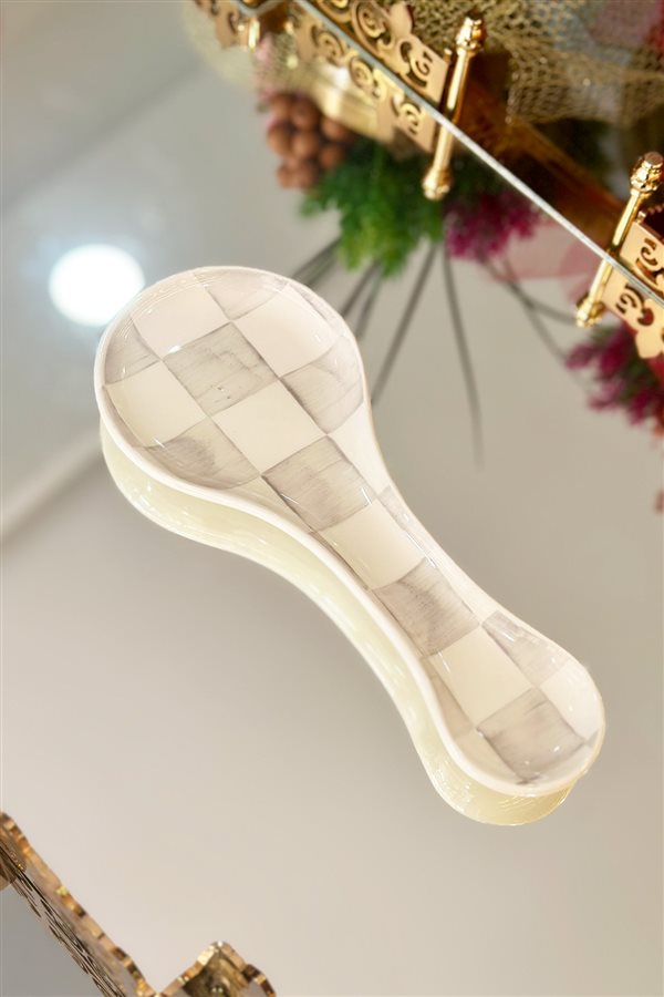 Checkered Grey 25cm Spoon Holder