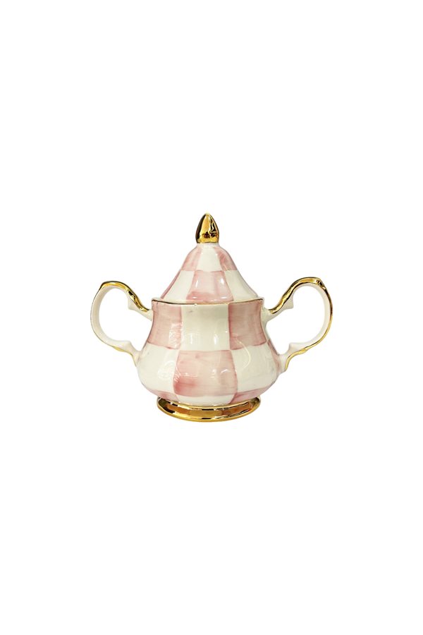 Damalı Pembe Kulplu Şekerlik