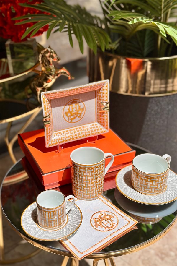 Mosaic Pattern Orange Single Cup Set