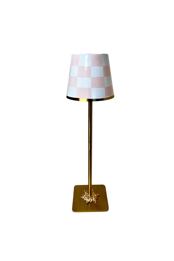 Checkered Pink Rechargeable Table Lamp