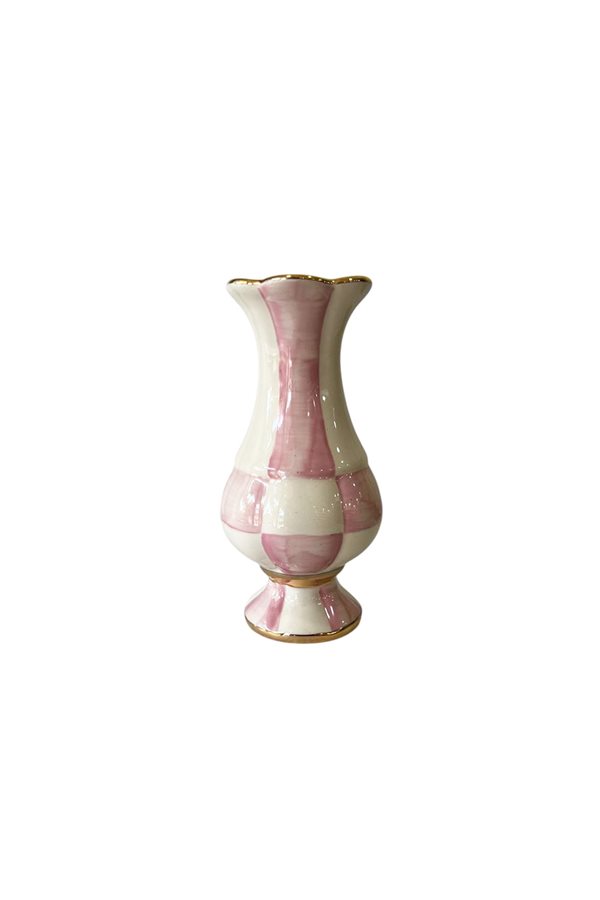 Damalı Pembe Mini Lale Vazo