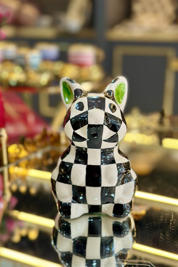 Checkered Black 14cm Decorative Rabbit