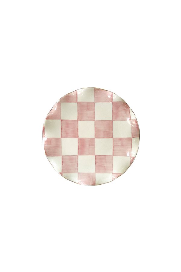 Checkered Pink 6-Piece Cake Plate