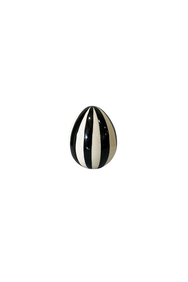 Checkered Striped Black 10cm Decorative Egg