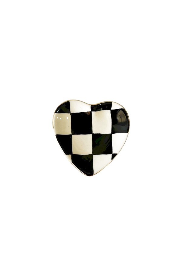 Checkered Black Mini Heart Turkish Delight Cup