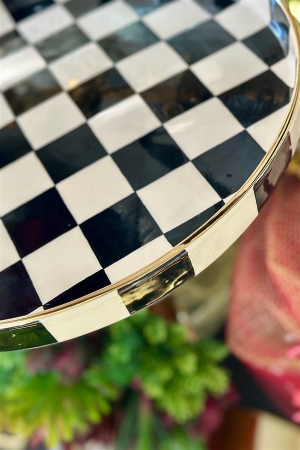 Checkered Black 35cm Round Tray