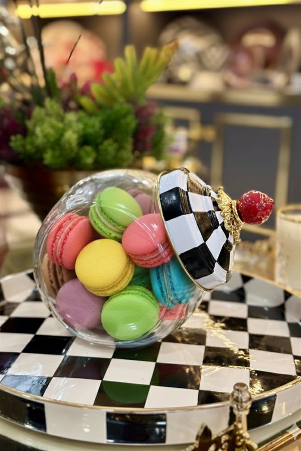 Damalı Siyah Üç Dipli Pirinç Kapak Cam Kavanoz