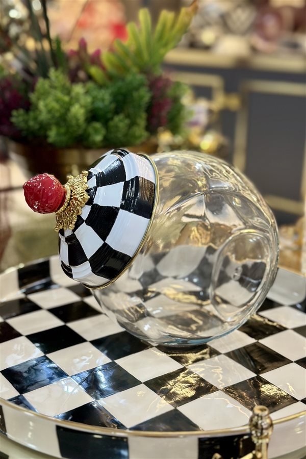 Damalı Siyah Üç Dipli Pirinç Kapak Cam Kavanoz