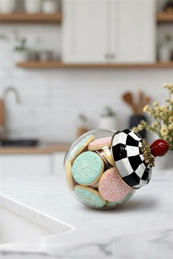 Damalı Siyah Üç Dipli Pirinç Kapak Cam Kavanoz