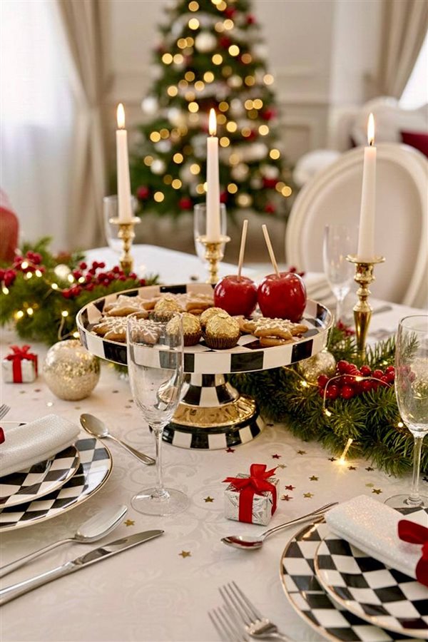 Checkered Black 35cm Round Stand