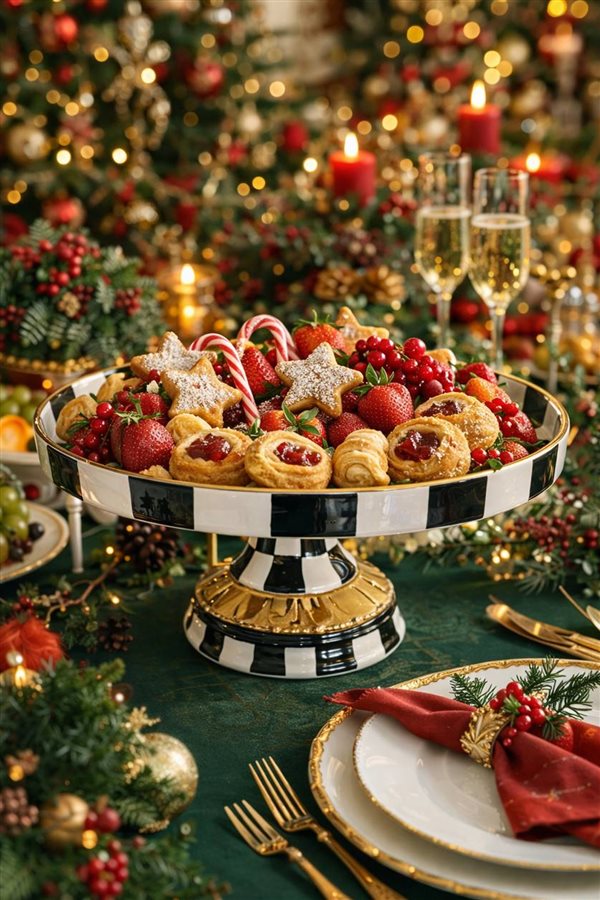 Checkered Black 35cm Round Stand