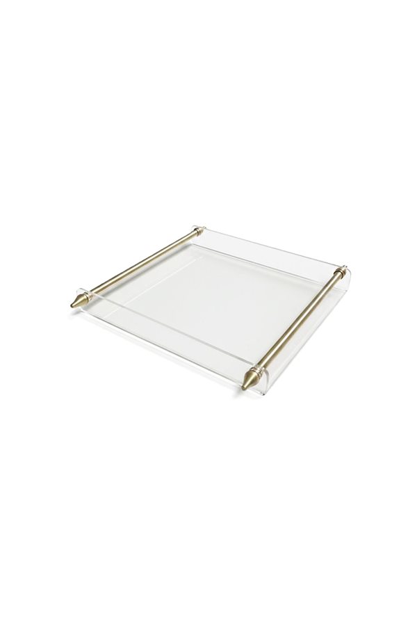 Plexiglass Square Serving Tray with Metal Handles