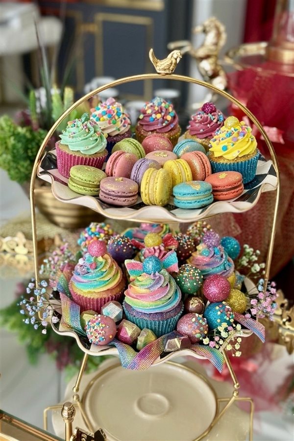 Checkered Black 2-Tier Cookie and Serving Stand