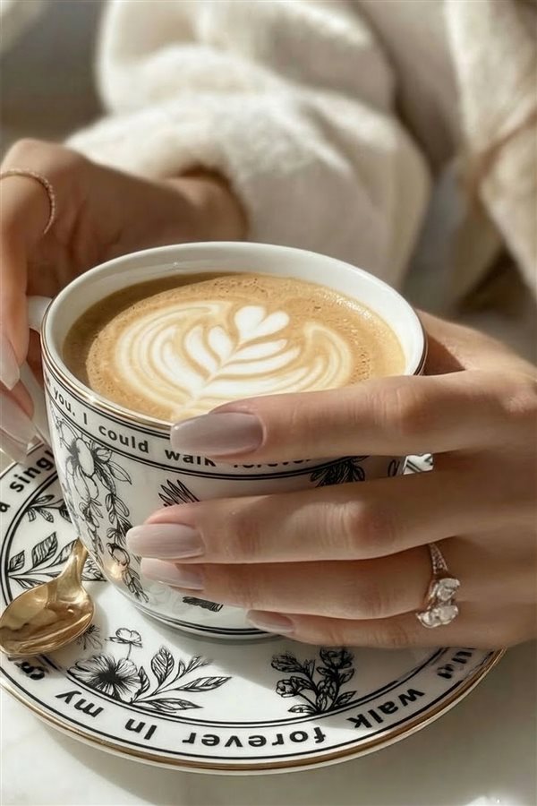 Endless Garden Black 6-Piece Porcelain Tea Cup Set