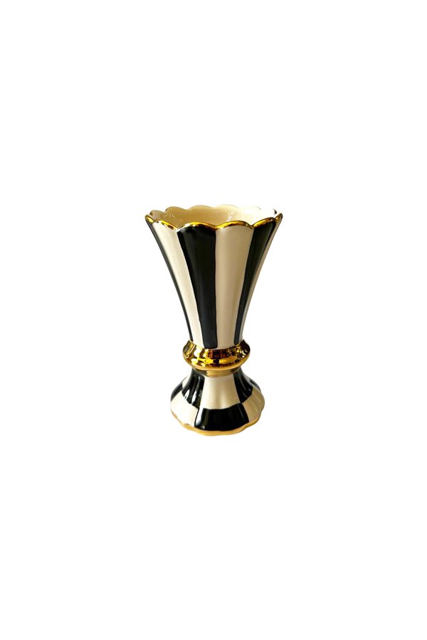 Damalı Siyah 15cm Demet Vazo