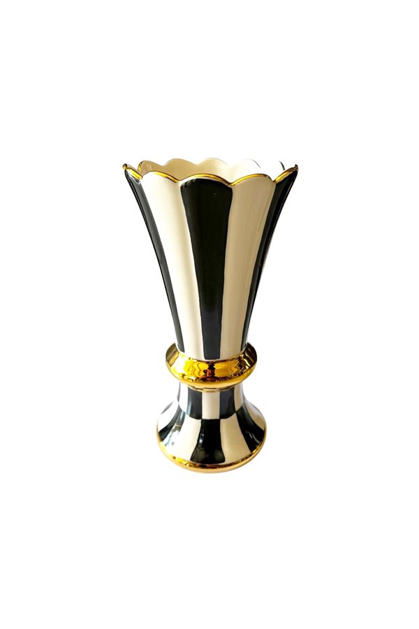 Damalı Siyah 25cm Demet Vazo