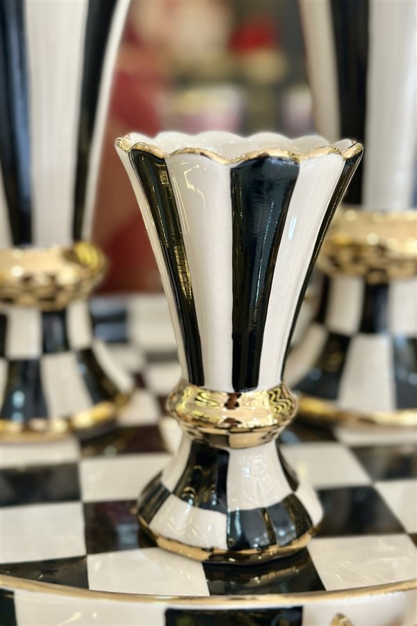 Damalı Siyah 15cm Demet Vazo