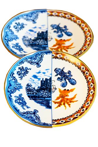 Two Patterned 6-Piece Serving Platter
