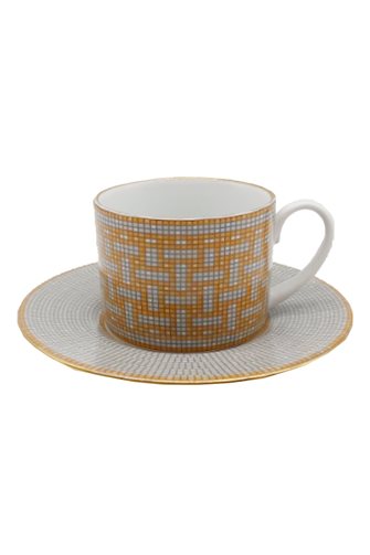 Mosaic Pattern Orange 6-Piece Tea Cup Set