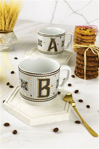 Hermione Monogram Porcelain Letter Mug - Letter B