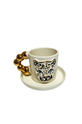 Leopard Figured Single Coffee Cup Set