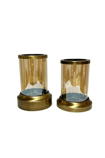 Decorative Double Cylinder Bronze Candle Holder